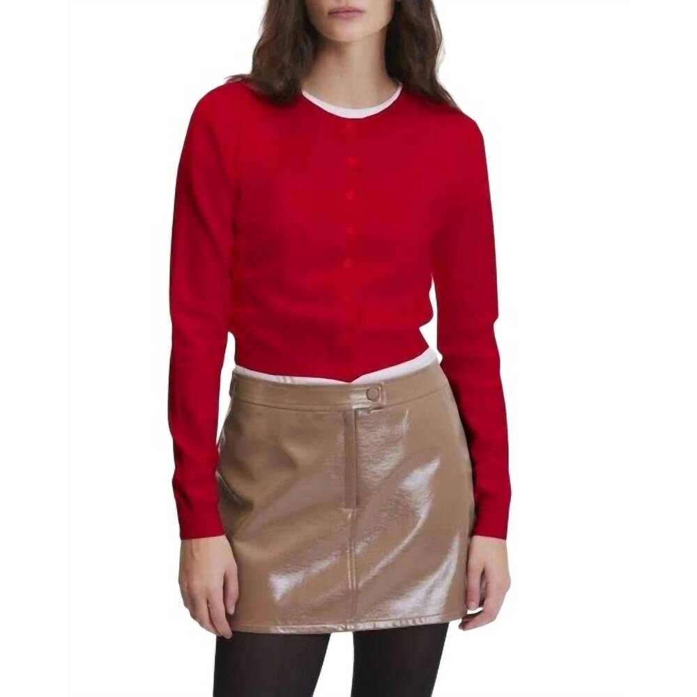 NEW DELUC clark cropped cardigan in red